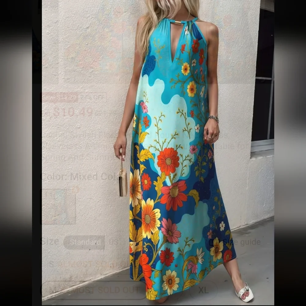 Source Unknown Vibrant Floral Maxi Dress - Picture 4 of 7